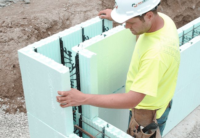 Worker installing ICF